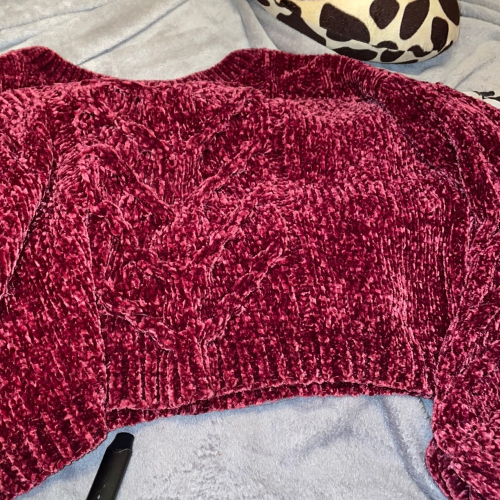 Maroon crop top & maroon Shaw